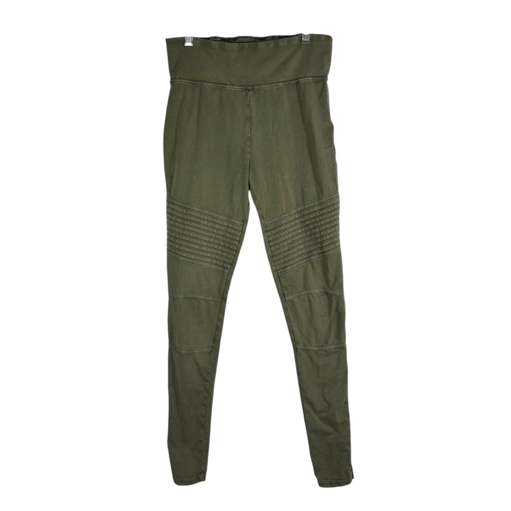 BP Womens Olive Green Moto Leggings High Rise Ribbed Knee Skinny Pants Size M